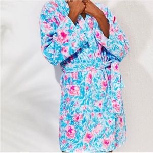 NWT Lilly Pulitzer velour robe and bedroom slippers My Little Peony